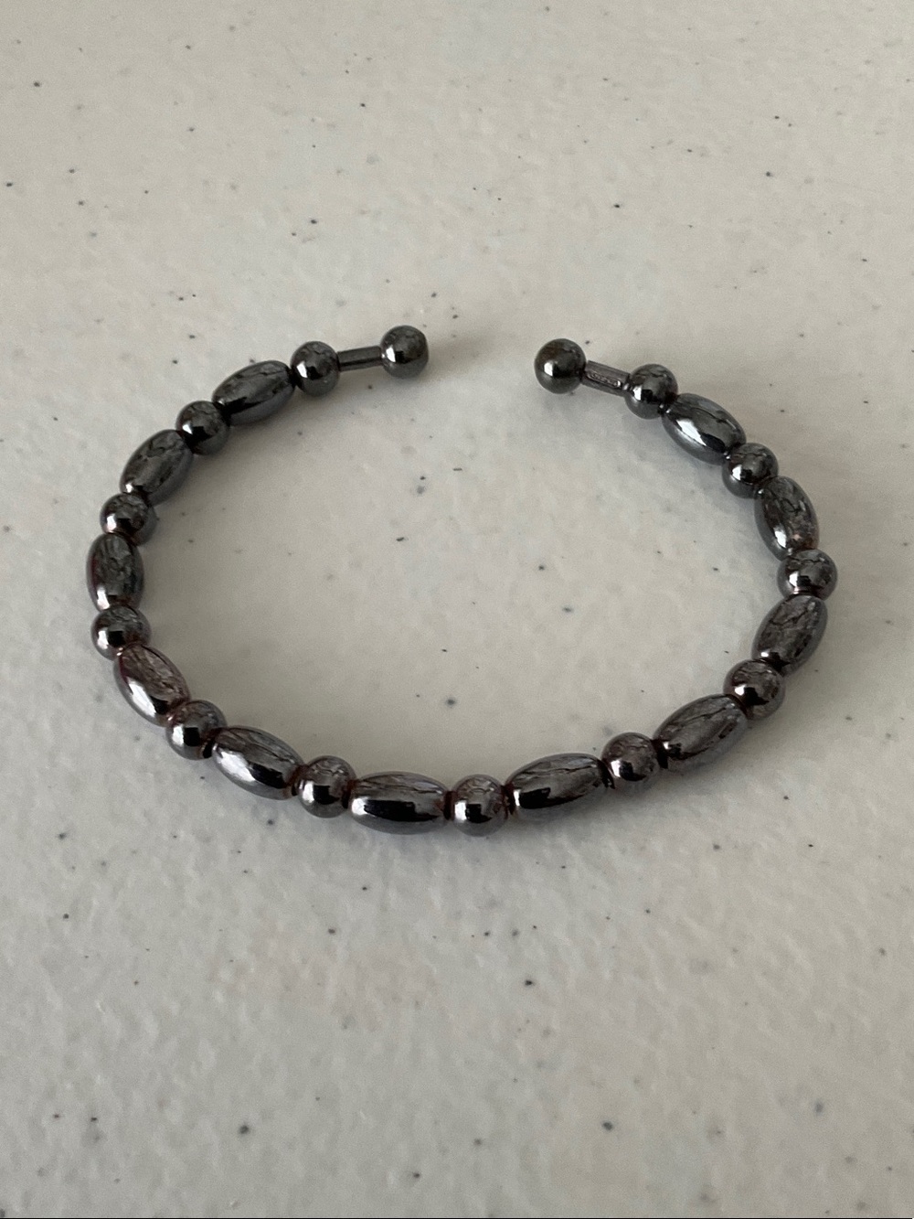 Hematite Bead Cuff Bracelet - Gray